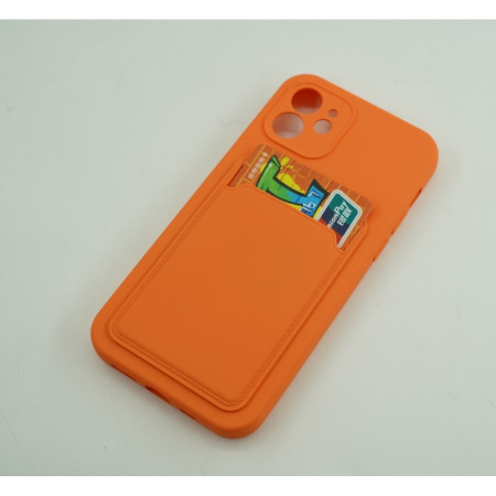 Husa protectie Flippy cu suport card compatibila cu Apple iPhone 12 Portocaliu