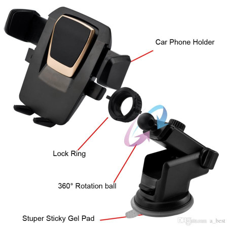 Suport auto pentru telefon, 2nd A1 Telescopic cu Ventuza Negru