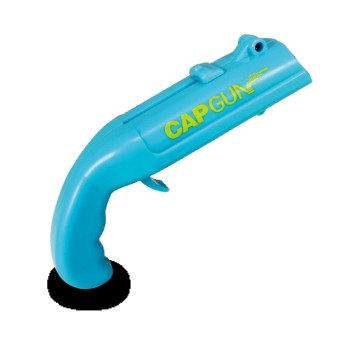 Deschizator de Sticle Tip Pistol, din Plastic ABS, Cu Tragaci si Functie de Lansare Capac, 13x6x3.7 cm, Albastru