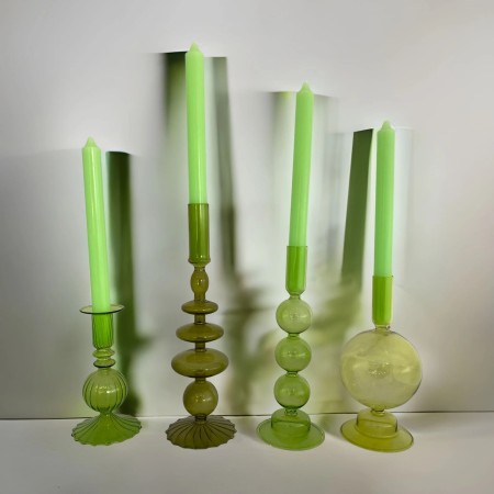 Set 4 Lumanari, Flippy, pentru Suport de Masa, Fara Miros si Fum, din Parafina, 2.2 x 25 cm, Verde