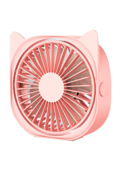 Mini ventilator pentru birou cu usb, Flippy, rotire 360 grade, 3 viteze, 13.5 x 12,8 cm, Roz