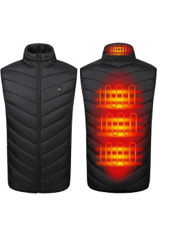 Vesta Inteligenta Incalzita, Flippy, Unisex, 2 Zone de Incalzire, Umplutura Bumbac, 3 Trepte de Temperatura, Incarcare USB, Negru, 145 - 165 kg, Marime XXL