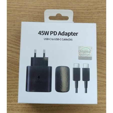 Set Incarcator Super Fast Charge, 45W, 5A, PD 3.0, Cablu 1m, USB Type-C, Negru