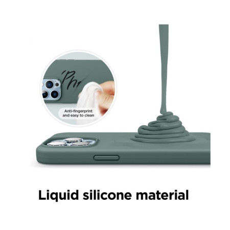 Husa pentru Apple iPhone 14 Plus Flippy, Liquid Silicone, cu Microfibra pe interior, Protectie Antisoc, Dark Green, Verde inchis