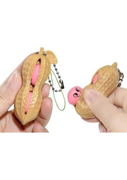 Breloc Antistres Peanut Fidget Toy – Jucarie Push Pop Portabila, Crem