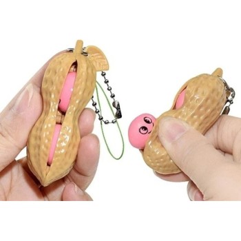 Breloc Antistres Peanut Fidget Toy – Jucarie Push Pop Portabila, Crem