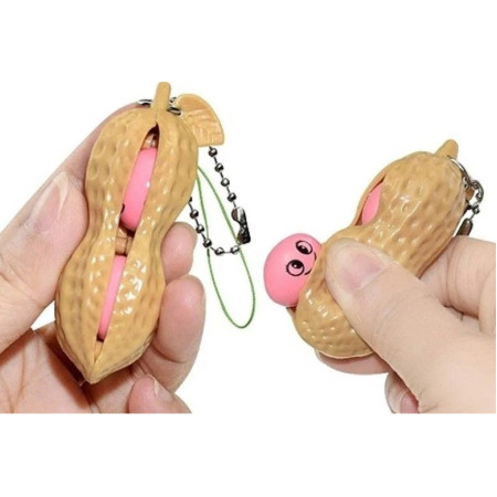 Breloc Antistres Peanut Fidget Toy – Jucarie Push Pop Portabila, Crem