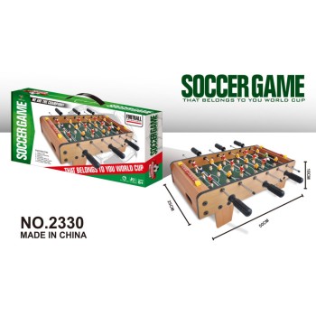 Masa de fotbal cu teren  Flippy, 6 manere, cu Tablou Scor, din Metal, Lemn si ABS, 50x25.5x7 cm, cu Picioare Scurte, Design Multicolor, pentru copii/adulti