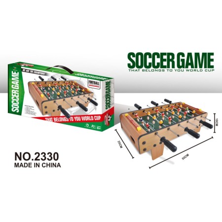 Masa de fotbal cu teren  Flippy, 6 manere, cu Tablou Scor, din Metal, Lemn si ABS, 50x25.5x7 cm, cu Picioare Scurte, Design Multicolor, pentru copii/adulti