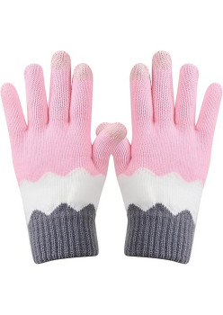 Manusi de Dama, Flippy, Model Ondulat, Functie Touchscreen (ecran tactil), Material Acril Tricotat, Manseta Elastica, Interior Catifelat, Marime Universala, Roz/Gri