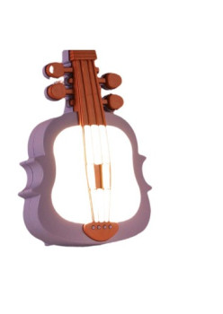Lampa de Veghe, Flippy, cu Protectie pentru Ochi, Model Violina, Lumina Calda, Mov/ Portocaliu