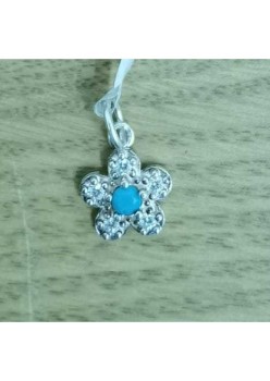 Pandantiv din Argint 925, Jolie Silver, Model Floare Cu Pietre, 0.9 g, 1 x 1 cm, Blue