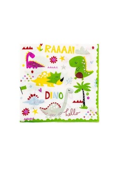 Set 20 Servetele de Masa, Flippy, Colectia Dino Park, 17 x 17 cm, din Hartie, Multicolor