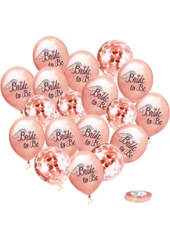 Set 10 Baloane din Latex, Flippy, Model Party Bride To Be, 30 cm, 2.8 g, Transparent, cu Confetti, Roz