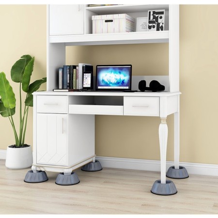 Set de 4 Picioare Antivibratii, Flippy, 8 cm, Gri, cu Ventuza Cauciuc, Instalare Rapida, pentru Masina de Spalat, Uscator sau Frigider