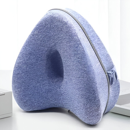 Pernă Ortopedică pentru Picioare, Suport Ergonomic în Formă de Inimă, Spumă cu Memorie, Curea Anti-Cădere, 25x23x13 cm, Albastru