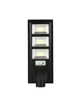Lampa solara stradala Flippy, cu telecomanda, senzor de miscare si lumina, suport prindere, 144 LED-uri, IP65, ABS, 8AH, 150W, temperatura culoare 6500K, 49.5x18.8x5 cm, F6006-150w, autonomie 10-12 ore, negru