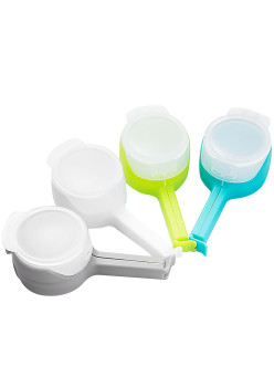 Set 4 cleme cu capac Flippy, pentru sigilare pungi alimente, material ABS, multicolor
