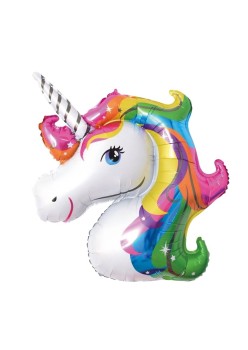 Balon din Folie Metalizata, Flippy, Mini Figurine, Model Unicorn, Tematica Aniversare, 108x88 cm, Ambalaj Individual, Pai Inclus, Umflare cu Aer sau Heliu, Multicolor