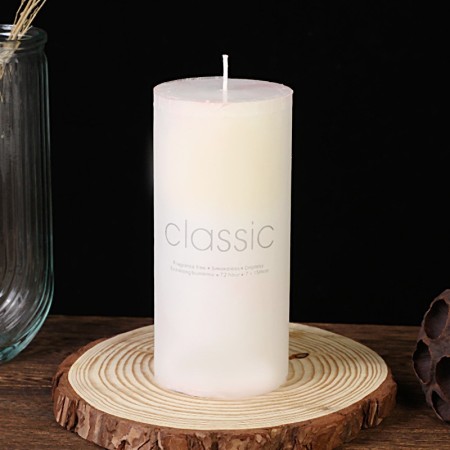 Lumanare Decorativa, Flippy, din Parafina, Cilindrica, Fara Fum si Fara Parfum, 7 x 15 cm, 500 g, Ardere 72h, Ivory Alb