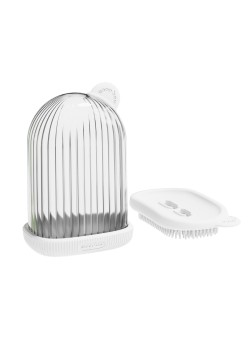 Sapuniera de Calatorie, Flippy, Suport pentru Sapun cu Scurgere a Apei, Recipient cu Capac Depozitare, Savoniera pentru Baie, 12.6x6.1x8.4cm, Alb