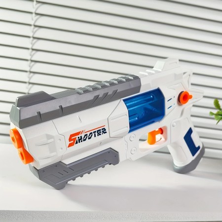 Pistol Manual cu Apa, Flippy, Jucarie Pistol cu Apa Sigur Pentru Copii, Design Nou S-Shooter Atractiv, 23 x 14.5 cm, Alb