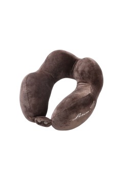 Pernă de Călătorie pentru Gât, Bumbac Moale, Suport Anatomic cu 4 Zone de Susținere, Ajustabilă, Maro