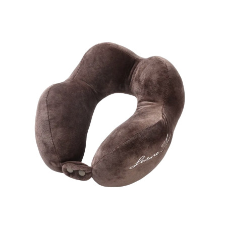 Pernă de Călătorie pentru Gât, Bumbac Moale, Suport Anatomic cu 4 Zone de Susținere, Ajustabilă, Maro