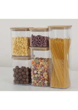 Set 5 Cutii depozitare pentru bucatarie, Flippy, 1x0.5 L, 2x0.8 L, 1x1.2 L, 1x1.9 L