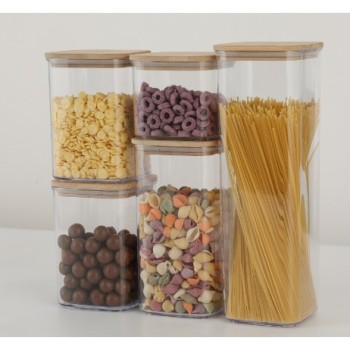 Set 5 Cutii depozitare pentru bucatarie, Flippy, 1x0.5 L, 2x0.8 L, 1x1.2 L, 1x1.9 L