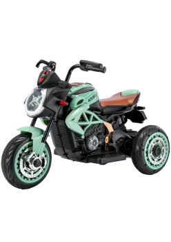 Tricicleta Electrica pentru Copii, Flippy, cu 2 Acumulatoare 380*2, tip 6V7, Telecomanda, Bluetooth, Sistem Anti-Rasturnare, Sistem de Lumini si Sunet, 6+ Ani, 95 x 58 x 45 cm, Negru Verde