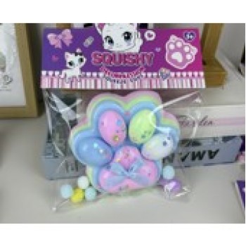 Jucarie Antistres Squishy, Flippy, cu Revenire Lenta, Model Labuta de Pisica, 220g, 12.5 x 10.5 cm Squeeze Pinch Family, Ambalaj Transparent, Model 4