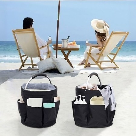 Coș de Picnic Flippy  Portabil  din Material Oxford, Negru, 28x28 cm