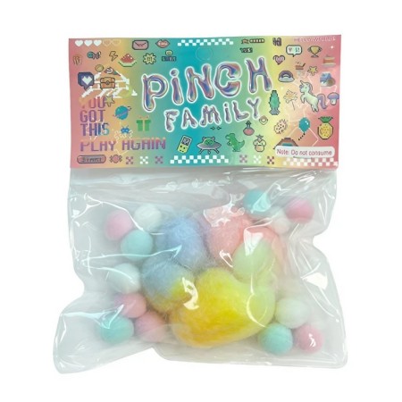 Jucarie Antistres Squishy, Flippy, cu Revenire Lenta, Model Labuta de Pisica Pufoasa, 6x6 cm, 70g, Ambalaj Transparent, Multicolor