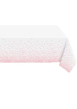 Fata de Masa, Flippy, din PEVA, Imprimeu Buline, 137 x 274 cm, Impermeabila, Fara Pete, Curatare Rapida, Roz Gold