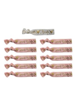 Set 11 Bratari, Flippy, pentru Petrecerea Burlacitelor, din Panza, Marime Universala, Alb/Roz