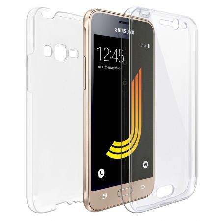 Husa de protectie Flippy® pentru Samsung J1 2016 Full Tpu 360 V2 Transparent cu margini albe