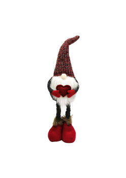 Figurina Decorativa, Pentru Craciun, Flippy, Spiridus, Omul Padurii Indragostit, Picioare Telescopice, Inaltime reglabila 42 - 52 cm, Rosu