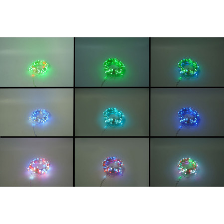 Instalatie Craciun, 10 metri, 100 LED-uri, telecomanda 32 de functii, multicolor RBG, fir cupru, USB, interior, Flippy