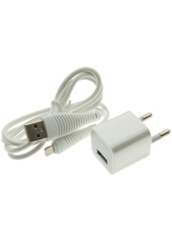 Incarcator Retea 1A + Cablu Lightning WUW-T18 Blister, Alb