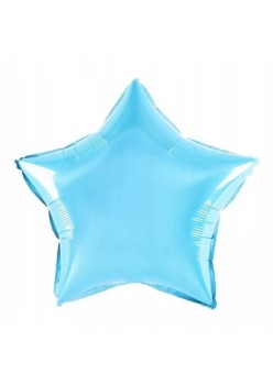 Balon din Folie Metalizata, Flippy, Figurina Stea, Model Simplu, Tematica Aniversare, 40 cm, Ambalaj Individual, Pai Inclus, Umflare cu Aer sau Heliu, Bleu