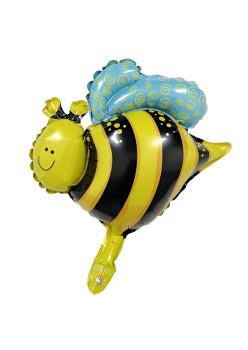 Balon din Folie Metalizata, Flippy, Mini Figurine, Model Albinuță, 36x42cm, Ambalaj Individual, Pai Inclus, Umflare cu Aer sau Heliu, Multicolor