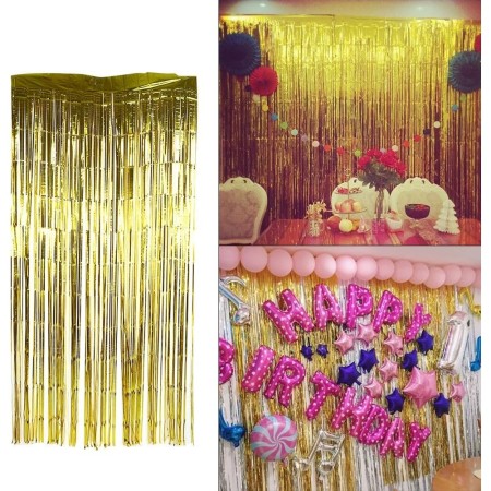Perdea Franjurata, Flippy, Model Decor Petrecere, pentru Fundal de Poze, Amenajare Colorata a Petrecerii, Dimensiune 100x200 cm, Gold
