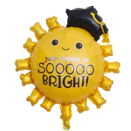 Set 8 Baloane din Folie Metalizată si din Latex, Flippy, Figurine Soare 77x67cm, Stea si Hexagon 45 cm, Baloane Latex 30 cm, Tema Absolvire, Ambalaj Individual, Pai Inclus, Umflare cu Aer sau Heliu, Multicolor