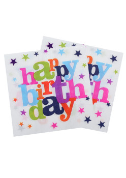 Set 10 Servetele de Masa, Flippy, Colectia Happy Birthday, 32 x 32 cm, din Hartie, Multicolor