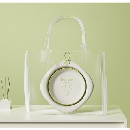 Cada Pliabila pentru Baie pentru Copii, Flippy, Cadita pentru Bebelusi, Model Romb cu Balon, Verde, 31.5x31.5x3.5 cm, 3L