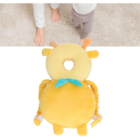Rucsac cu Pernă de Protecție pentru Cap, Design Girafă, Suport Ergonomic pentru Bebeluși, 33x6x19 cm, 180 g, Galben