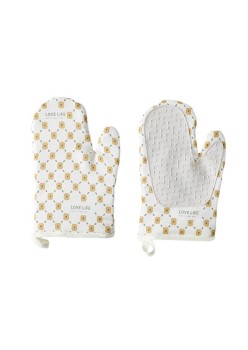 Set 2 manusi cuptor Flippy, manusa de bucatarie,  rezistenta 330 grade, textil si cauciuc, 26.5x18 cm, alb