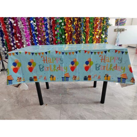 Fata de Masa, Flippy, din Folie, Imprimeu Happy Birthday cu Baloane, 137 x 274 cm, Albastru