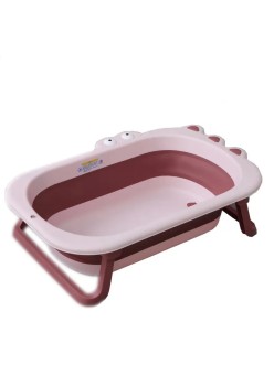 Cada Pliabila pentru Baie, Flippy, din PP+TPR, pentru Copii 0-6 Ani, Model Crocodil, Dop de Scurgere, 80x54x21 cm, Roz